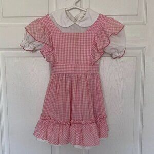 Carol Evans JC Penney Penn-Prest Girl Size 6 Pink Gingham Smocked Dress Vintage